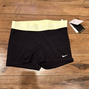 Nike Women's Pro 3” Black and Yellow Athletic Shorts, NWT